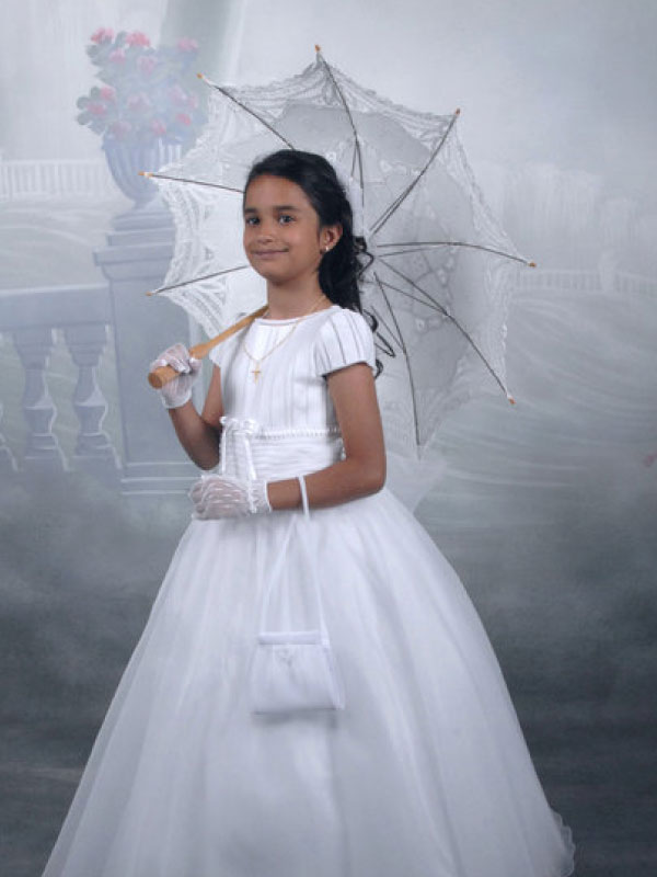 Young girl communion dress portrait image